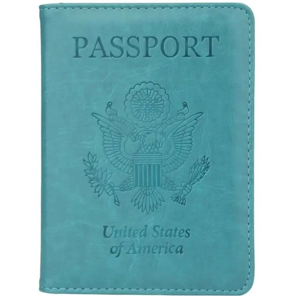 TEAL GREEN US Passport Holder Protector Cover Travel Bifold Organizer Billfold